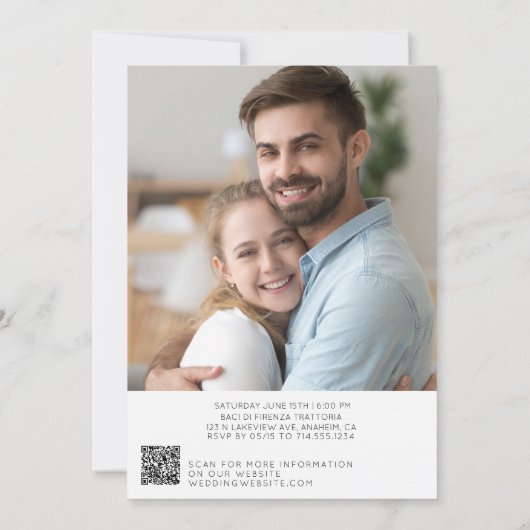Invitation Elle A Dit Oui 2 Photo QR Code Script Fiançailles (Dos)