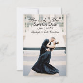 Invitation Elle a dit "Oui" - Annonce de Sauvegarder la Date (Devant)