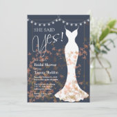 Invitation Elle A Dit Oui Automne Bleu Douche Nuptiale Invita (Debout devant)