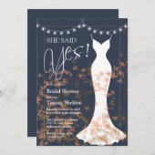 Invitation Elle A Dit Oui Automne Bleu Douche Nuptiale Invita (Devant / Derrière)