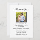 Invitation Elle A Dit Oui Black Photo Mariage Engagement (Devant)