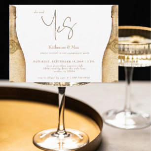 Invitation Elle a dit oui Champagne Fête de Fiançailles