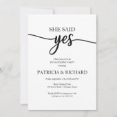 Invitation Elle A Dit Oui Chic Black And White Engagement Par (Devant)