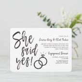 Invitation Elle a dit oui | Dîner d'annonce de fiançailles Du (Debout devant)