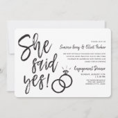 Invitation Elle a dit oui | Dîner d'annonce de fiançailles Du (Devant)