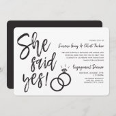 Invitation Elle a dit oui | Dîner d'engagement Dual Rings (Devant / Derrière)