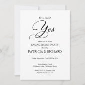 Invitation Elle A Dit Oui Élégante Partie Engagement Script (Devant)