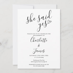 Invitation Elle A Dit Oui Engagement Partie Amour Coeur