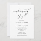 Invitation Elle A Dit Oui Fête des mariées (Devant)