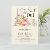 Invitation Elle A Dit Oui ! Fête des mariées florale aquarell (Debout devant)