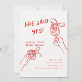 Invitation Elle A Dit Oui ! Fête des mariées illustrée (Devant)