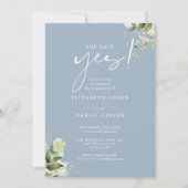 Invitation Elle A Dit Oui Floral Dusty Blue Engagement Party (Devant)