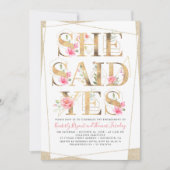 Invitation Elle A Dit Oui Floral Romantic Engagement Party (Devant)