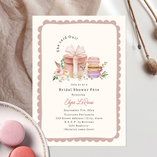 Invitation Elle A Dit Oui French Macaron Fête des mariées Sca