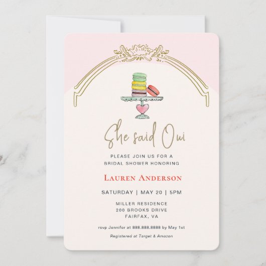 Invitation Elle a dit Oui Macaron Parisien (Devant)