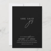 Invitation Elle a dit Oui ! Mariage photo de script simple no (Devant)