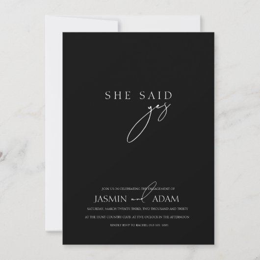 Invitation Elle a dit Oui ! Mariage photo de script simple no (Devant)