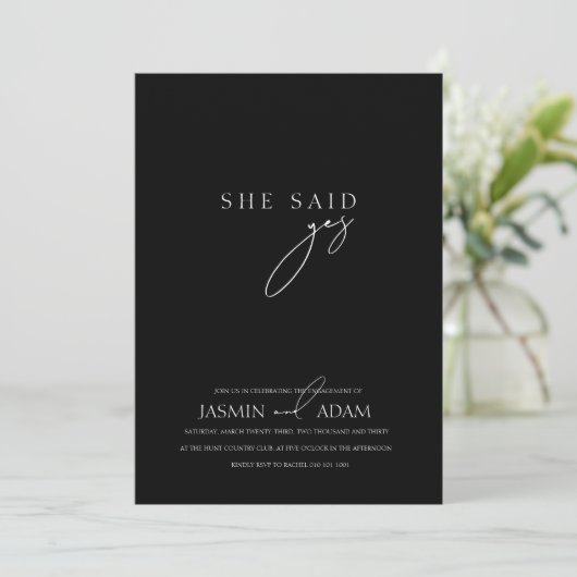 Invitation Elle a dit Oui ! Mariage photo de script simple no (Debout devant)