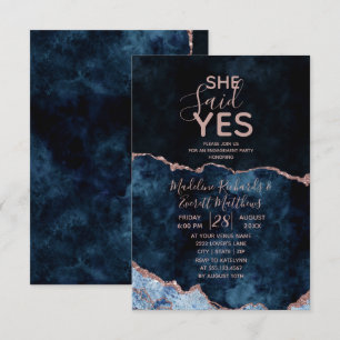 Invitation Elle A Dit Oui Marine Blue Engagement Party Invita