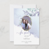 Invitation Elle a dit Oui Oval floral Sauvez la date (Devant)