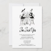 Invitation Elle A Dit Oui Paris Fête des mariées Rose & Noir (Devant)