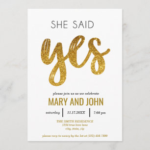 Invitation Elle A Dit Oui Parties scintillant Gold Moderne