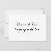 Invitation Elle a dit "Oui" Réponse RSVP pour mariage (Dos)