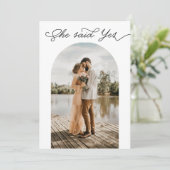 Invitation Elle A Dit Oui Wedding shower Photo Couple Engagé (Debout devant)