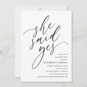 Invitation Elle A Dit Que Oui, La Partie D'Engagement Du Scri (Devant)