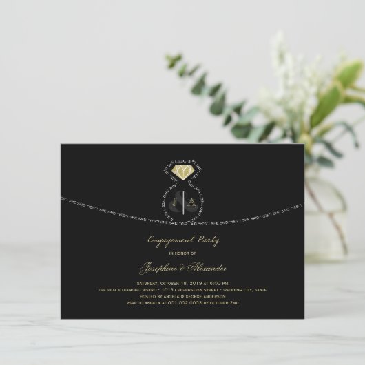 Invitation Elle A Dit Que Oui Partie D'Engagement De Monogram (Debout devant)