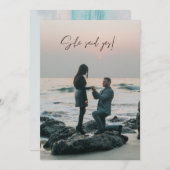 Invitation Elle A Dit Que Yes Beach Photo Engagement (Devant / Derrière)