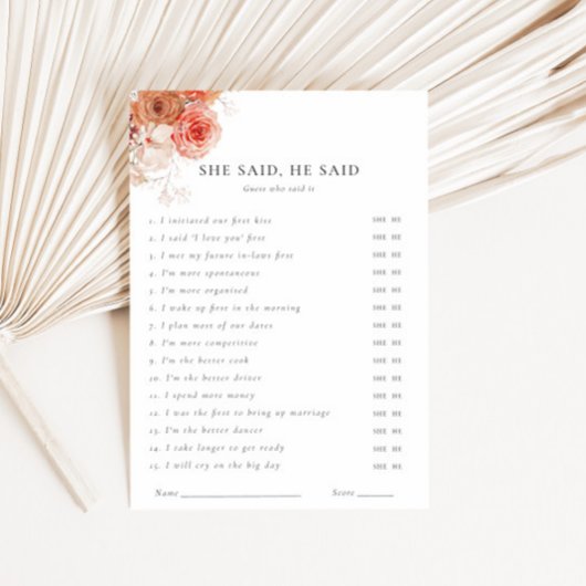 Invitation Elle A Dit Qu'Il A Dit Automne Floral Fête des mar