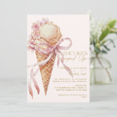 Invitation Elle a été récupérée Fête des mariées rose crème g (Debout devant)