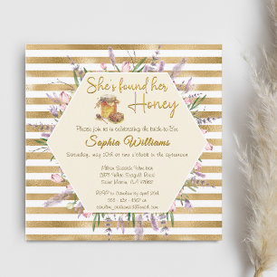 Invitation Elle a trouvé sa baby shower avec des rayures doré