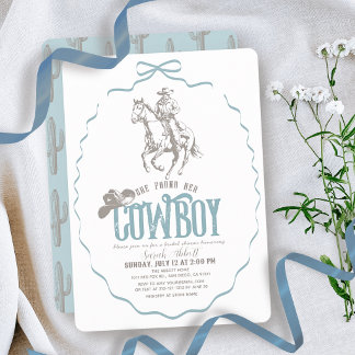 Invitation Elle a trouvé sa Cowboy Dusty Blue Bow Enterrement