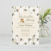 Invitation Elle a trouvé sa douche nuptiale à abeilles miel (Debout devant)