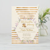 Invitation Elle a trouvé sa douche nuptiale à rayures d'or mi (Debout devant)