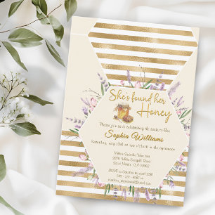 Invitation Elle a trouvé sa douche nuptiale à rayures d'or mi