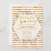 Invitation Elle a trouvé sa douche nuptiale à rayures d'or mi (Devant)