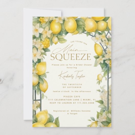 Invitation Elle a Trouvé Sa Fête de Fiançailles au Citron Mai (Devant)