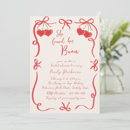 Invitation Elle a trouvé sa Fête des mariées Beau Bows and Ch (Debout devant)