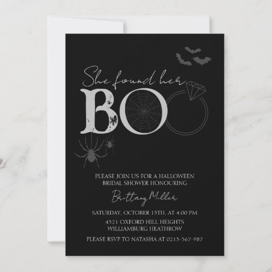 Invitation Elle A Trouvé Sa Fête des mariées Boo Halloween (Devant)