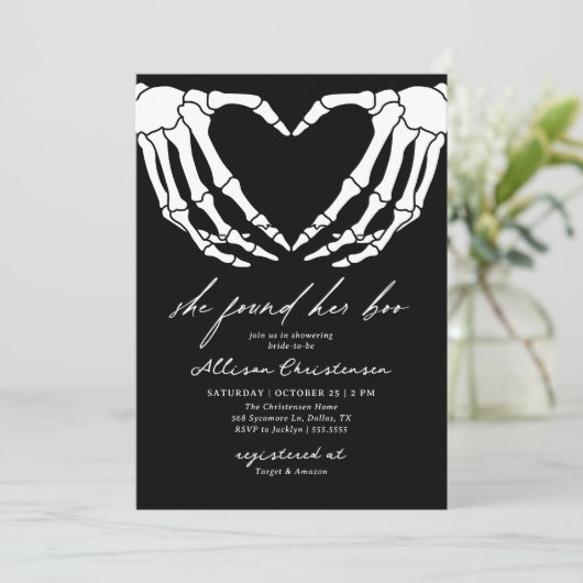 Invitation Elle A Trouvé Sa Fête des mariées Boo Halloween (Debout devant)