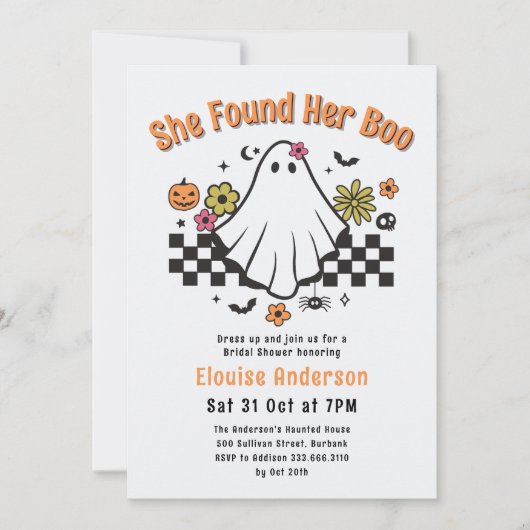 Invitation Elle A Trouvé Sa Fête des mariées Boo Halloween (Devant)