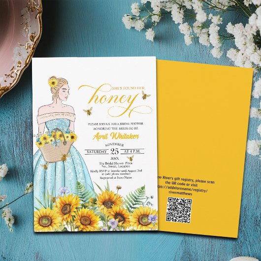 Invitation Elle A Trouvé Sa Fête des mariées De Code QR Honey