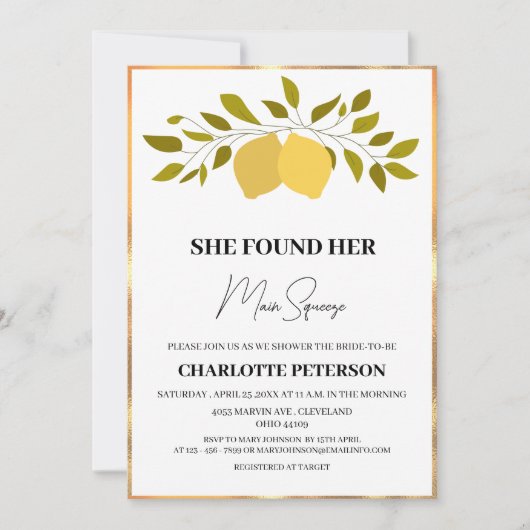 Invitation Elle A Trouvé Sa Fête des mariées De Squeeze (Devant)