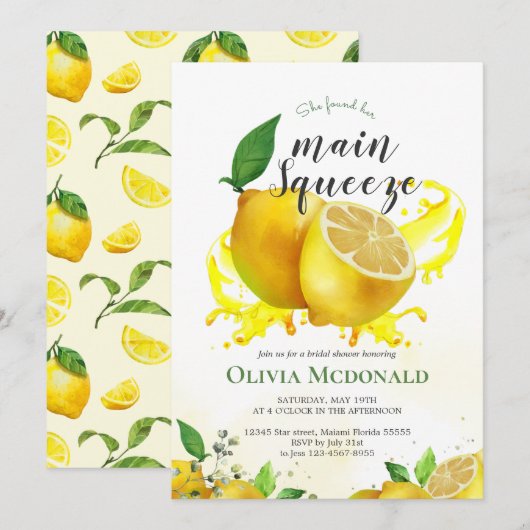 Invitation Elle A Trouvé Sa Fête des mariées De Squeeze (Devant / Derrière)