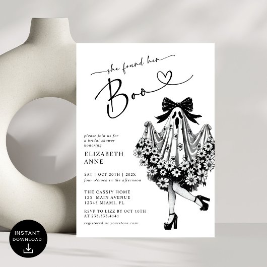 Invitation Elle A Trouvé Sa Fête des mariées Florale Fantôme