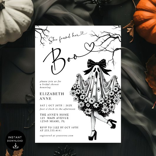 Invitation Elle A Trouvé Sa Fête des mariées Florale Fantôme