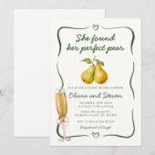 Invitation Elle A Trouvé Sa Fête des mariées Parfaite De Poir (Devant / Derrière)